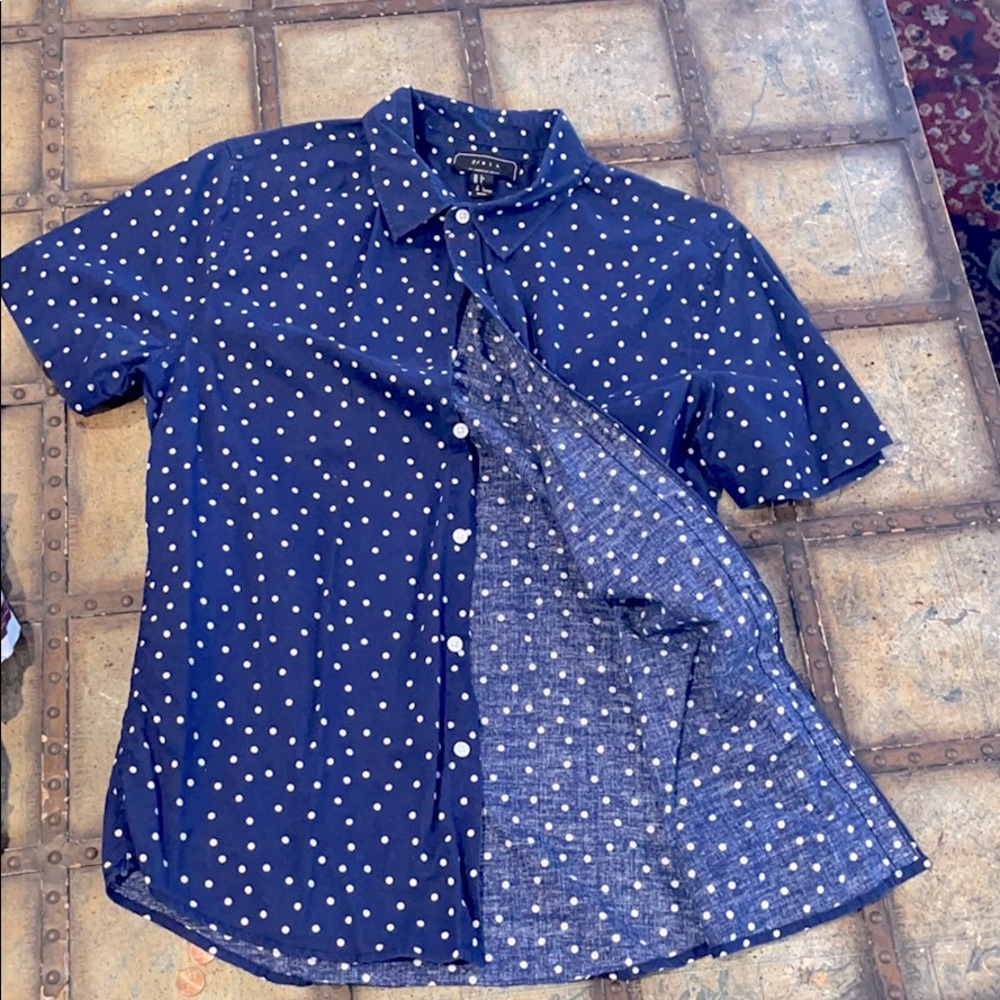 Blue and white button down